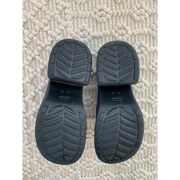 Crocs Siren Platform Clog Black with Pink Bow Jibbitz Size 9 - Picture 9 of 11